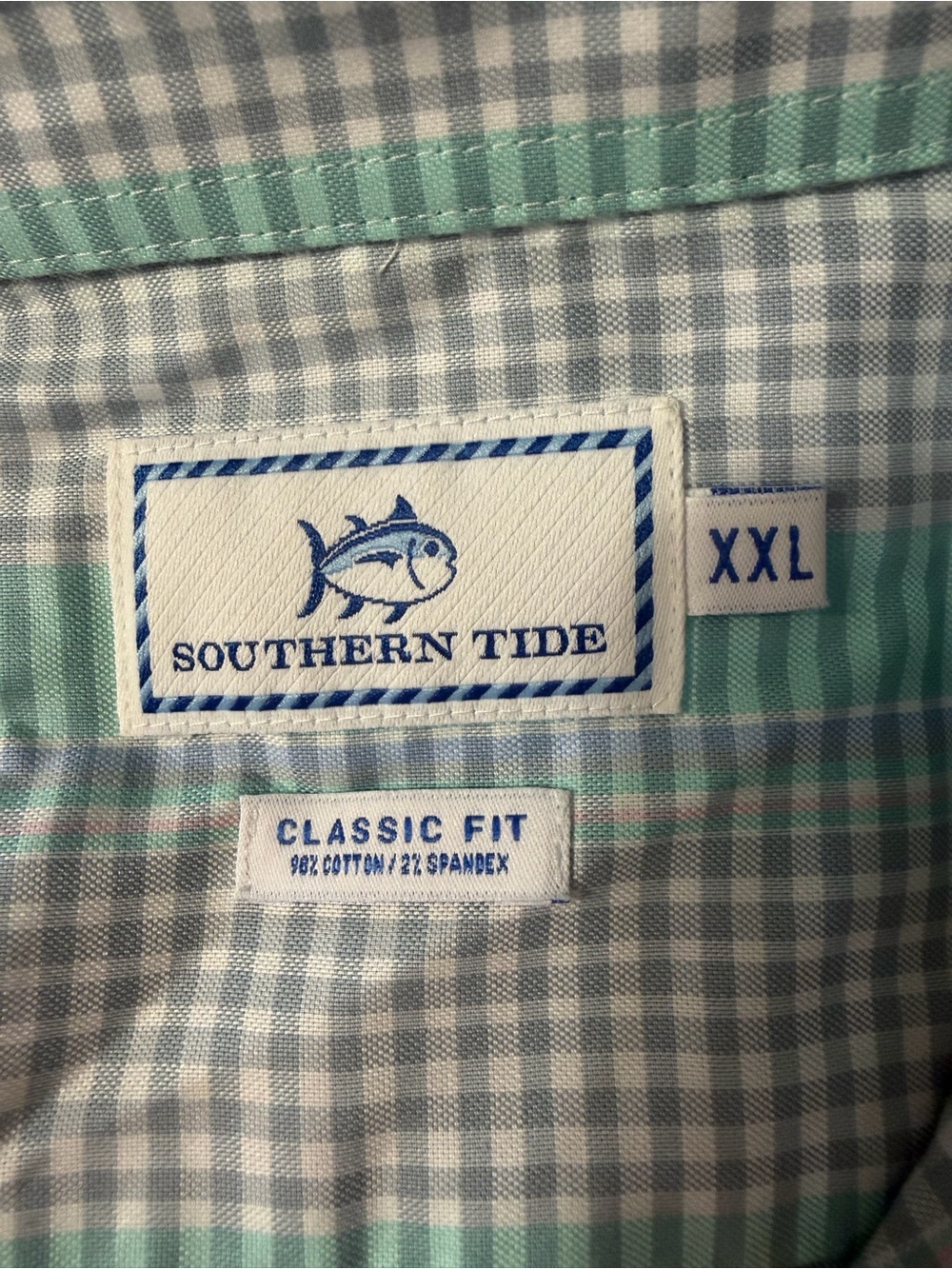 Southern Tide Classic Fit Button-Down - Mint Green & Light Blue Gingham